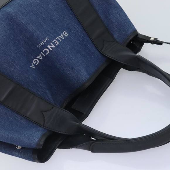 BALENCIAGA Navy Cabas S Hand Bag Denim Silver Blue 339933 Auth yk15288 - Picture 6 of 16